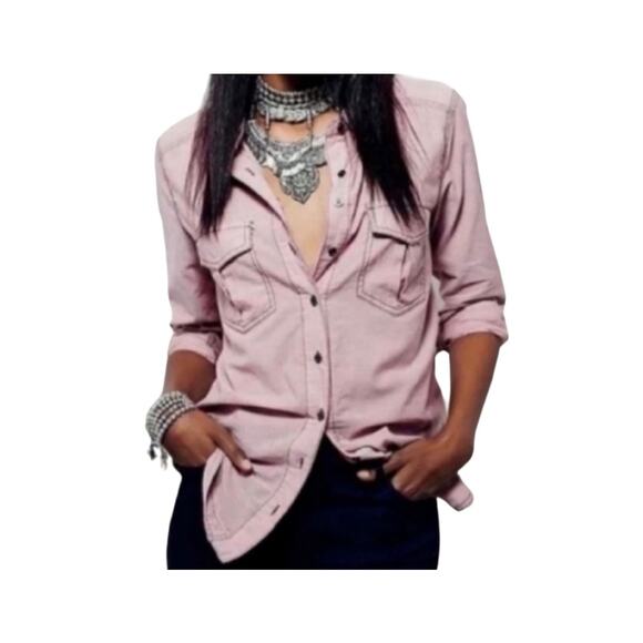 Free People "Last Chance" Womens Button Front Shirt Size Small - Picture 7 of 7